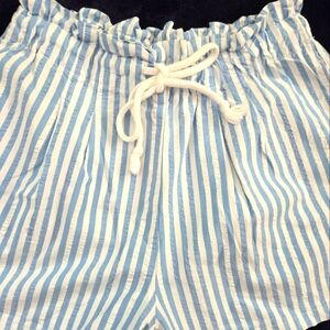 Blue and White Striped Women's Shorts, Size M